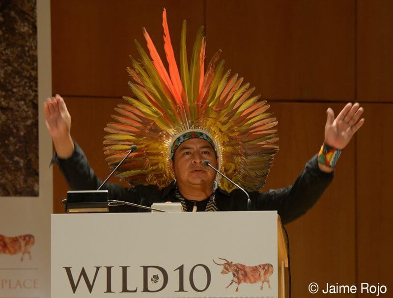 Tashka Yawanawa opening WILD10 with an Indigenous blessing